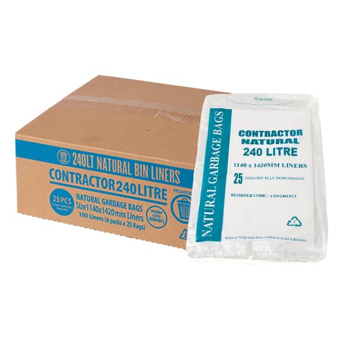240L Clear Contractor Bin Liner Star Seal 1420x1140mm (ctn100)