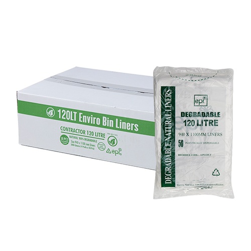 120L Clear EPI Degradable Bin Liner 1100x940mm (ctn200)