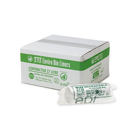 27L Clear EPI Degradable Kitchen Tidy Liner Roll 640x500mm (ctn1000)