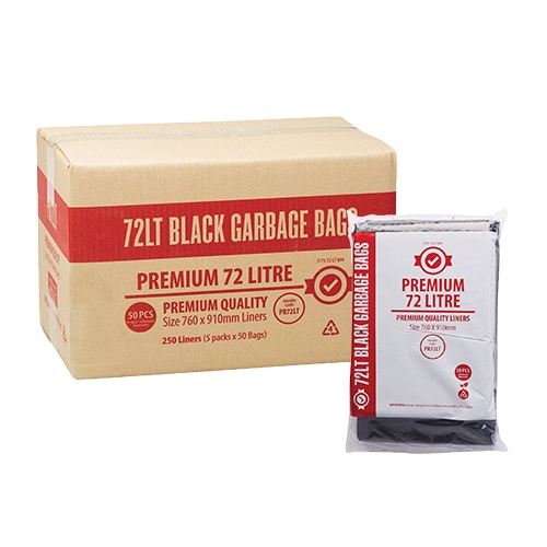 72L Black Premium Bin Liner Star Seal 910x760mm (ctn250)