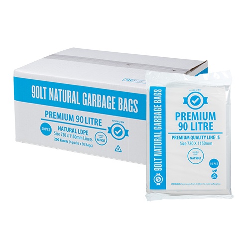 90L Premium Clear LDPE Bin Liner Star Seal 1150x720mm (ctn200)