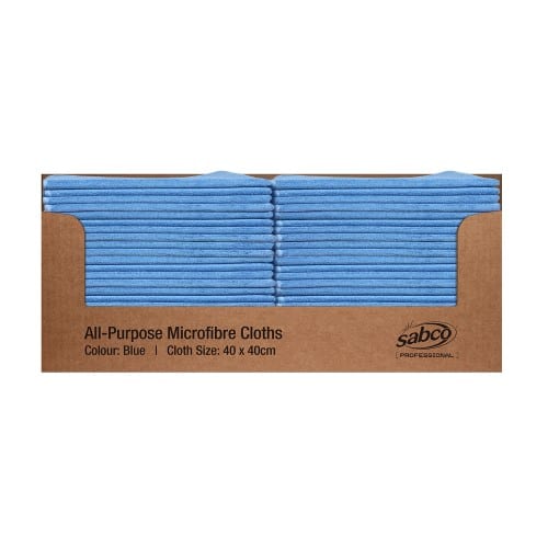 Sabco Professional All Purpose Microfibre Cloths - Blue - 40cm X 40cm 280Gsm