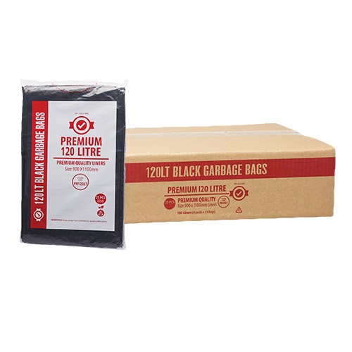 120L Black Premium Bin Liner Star Seal 1100x900mm (ctn100)