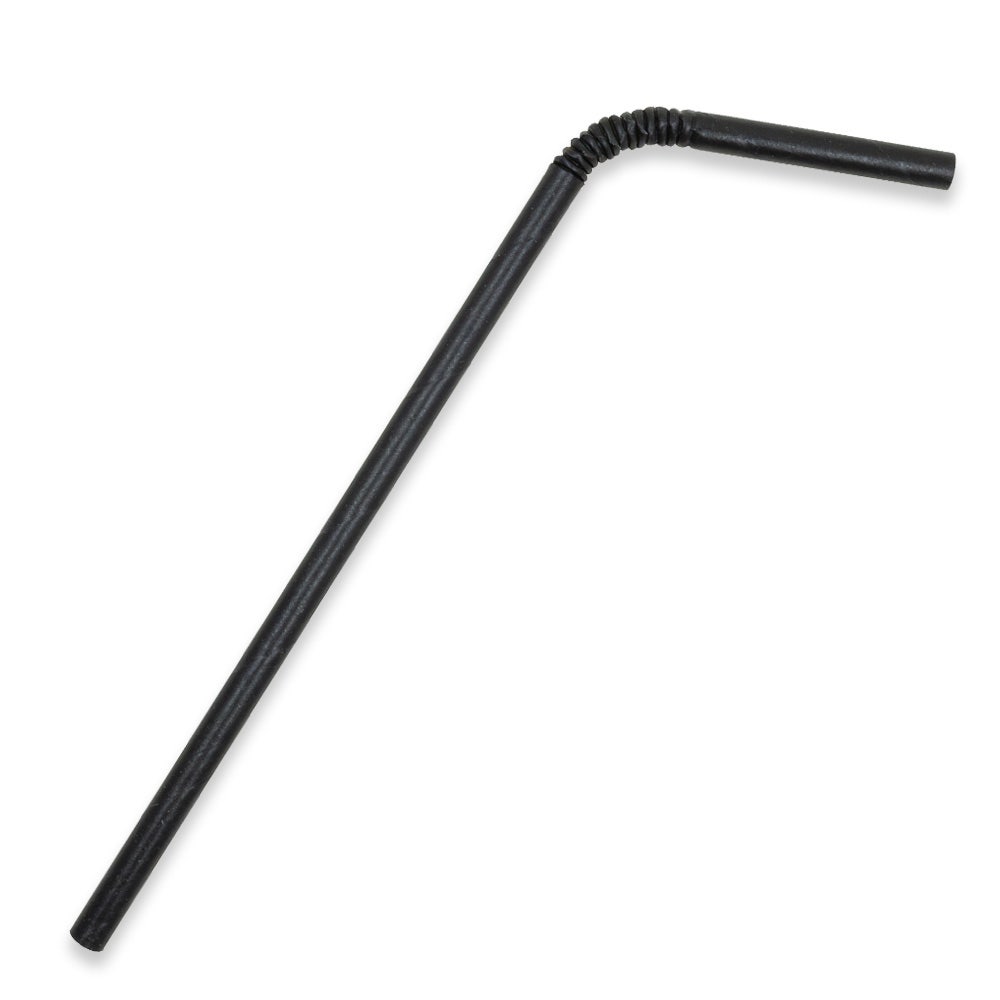 6mm Regular Bendy Black Biostraw x2500