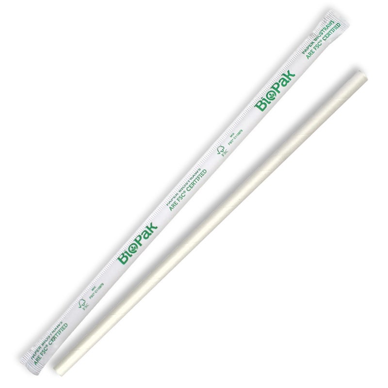 6mm Regular White Biostraw - Individual Wrapped x2500