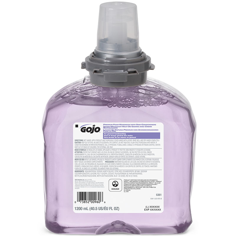 TFX Premium Foam Handwash With Skin Conditioners 1.2Lt Refill X 2 Units