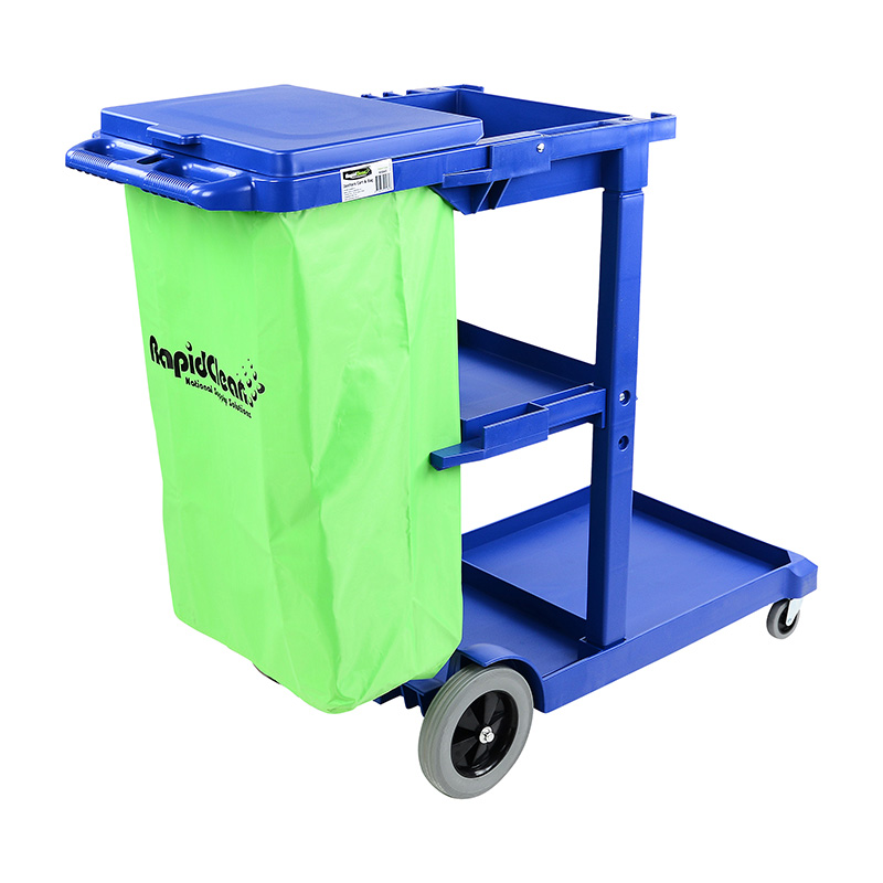 RapidClean JANITORS CART - BLUE CART/GREEN BAG