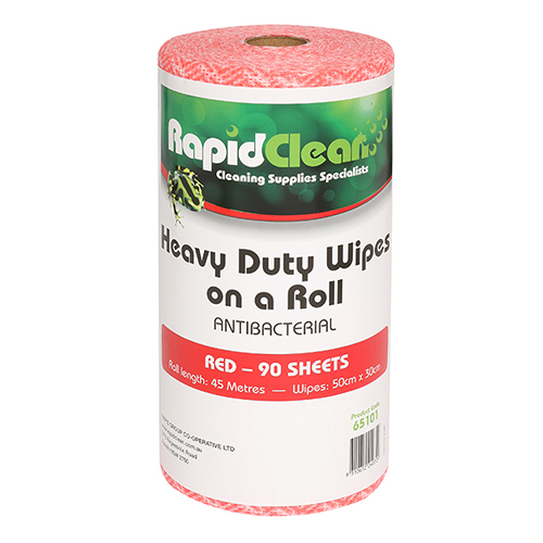 RapidClean Heavy Duty Wipes Red Roll