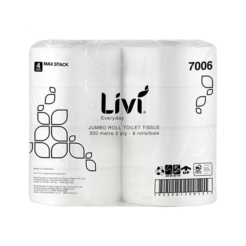 Basics Jumbo Roll Toilet 2Ply 300M 8 Ctn