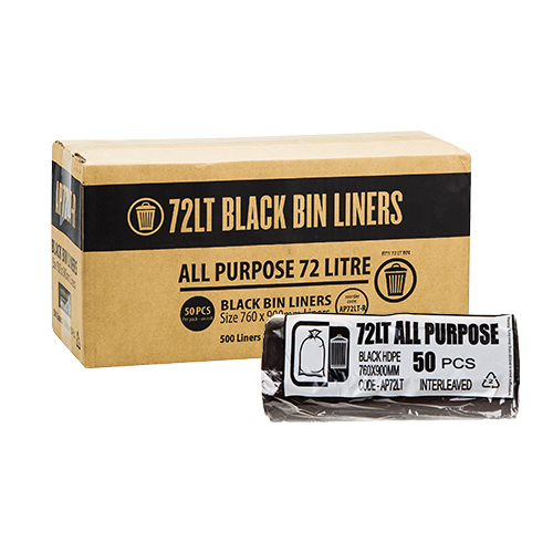 72L Black All Purpose Bin Liner Star Seal Roll 900x760mm (ctn500)