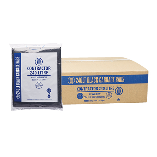 240L Black Contractor Bin Liner Star Seal 1370x1130mm (ctn100)
