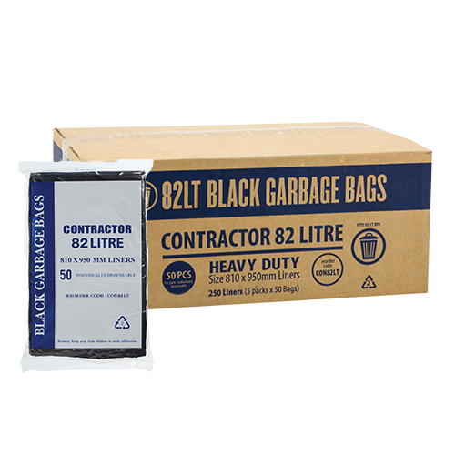 82L Black Contractor Bin Liner Star Seal 950x810mm (ctn250)