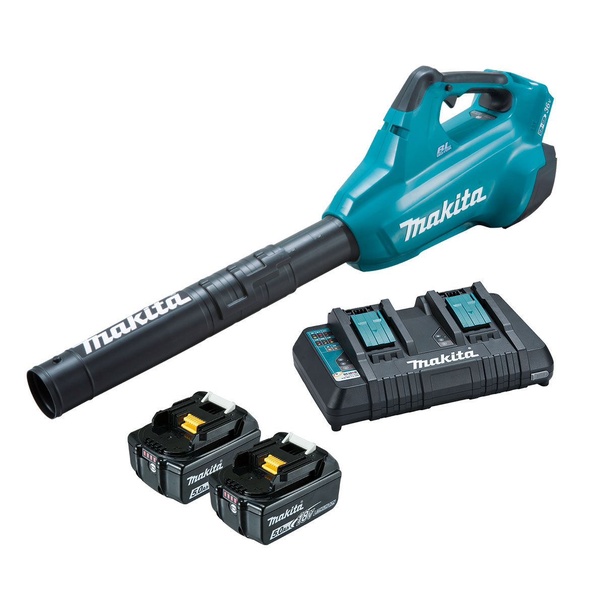 18Vx2 BRUSHLESS Turbo Blower Kit - Includes 2 x 5.0Ah Batteries & Dual Port Rapid Charger
