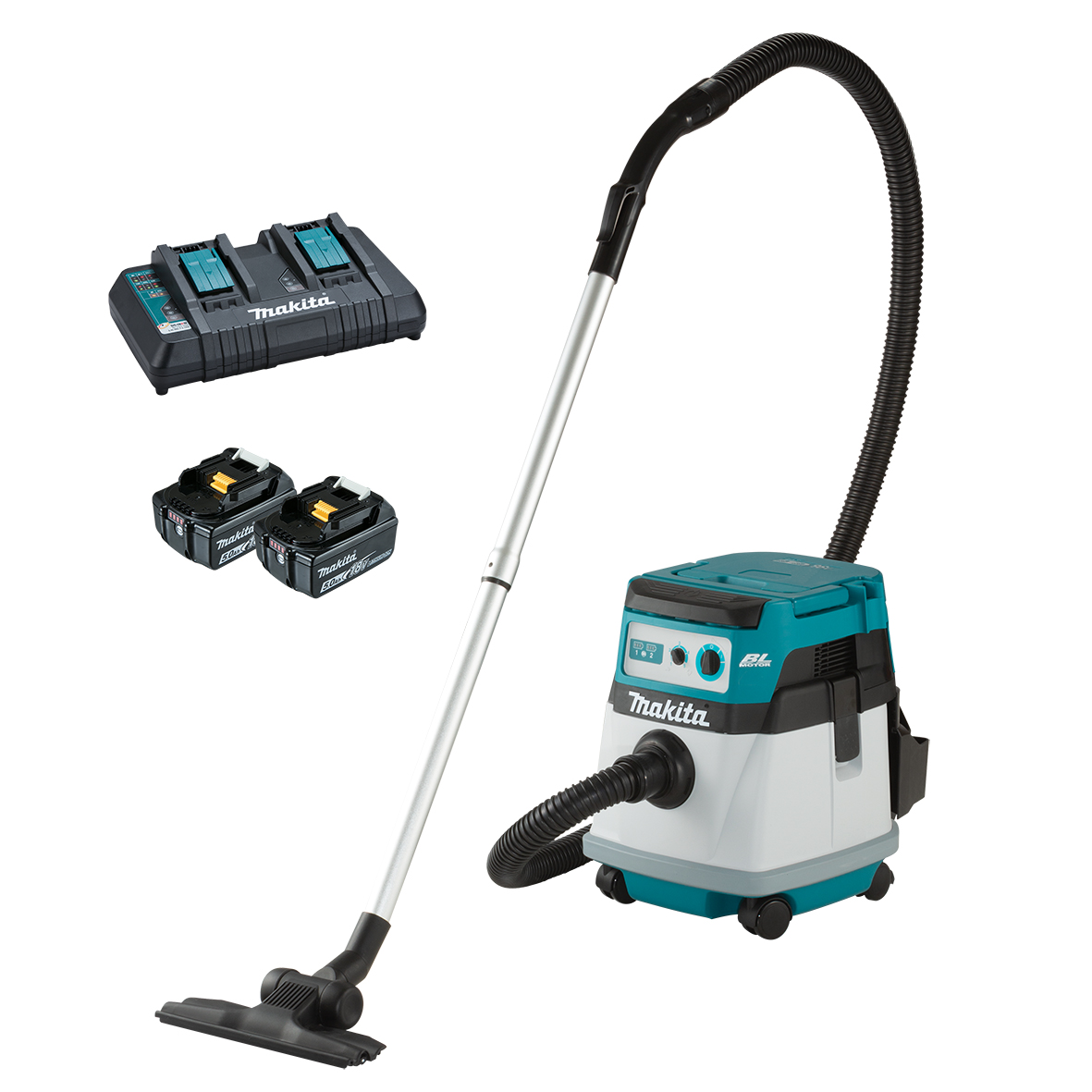18Vx2 BRUSHLESS Wet/Dry Vacuum Kit - 2x 5.0Ah Batters + DC18RD Charger (198928-5)