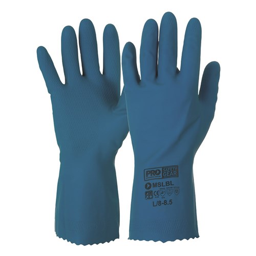 Blue Silverlined Latex Rubber Gloves M
