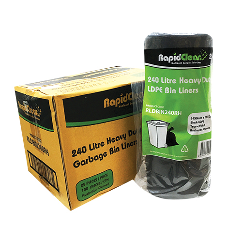 240 Ltr H/Duty Black B/Liner Roll X100